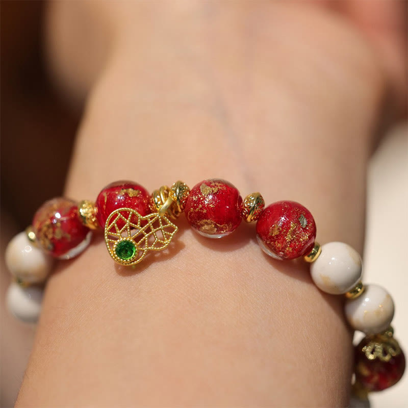KarmaRipple's Gourd God Of Wealth Talisman Fortune Liuli Glass Bead Incense Ash Porcelain Bead Bracelet p4