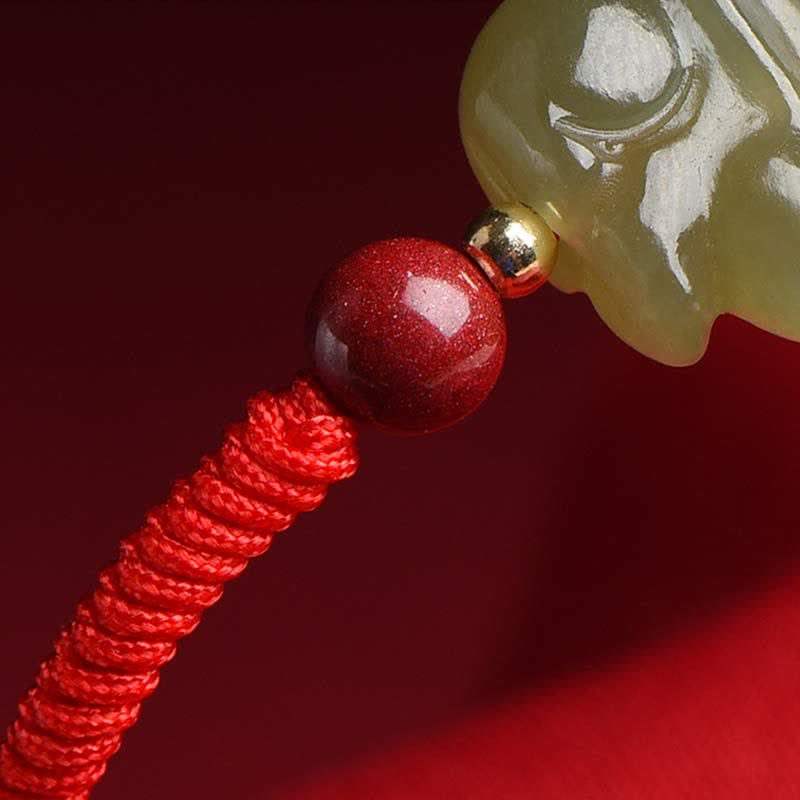 KarmaRipple's Year of the Rabbit Hetian Jade Bunny Cinnabar Beaded Abundance String Bracelet p9