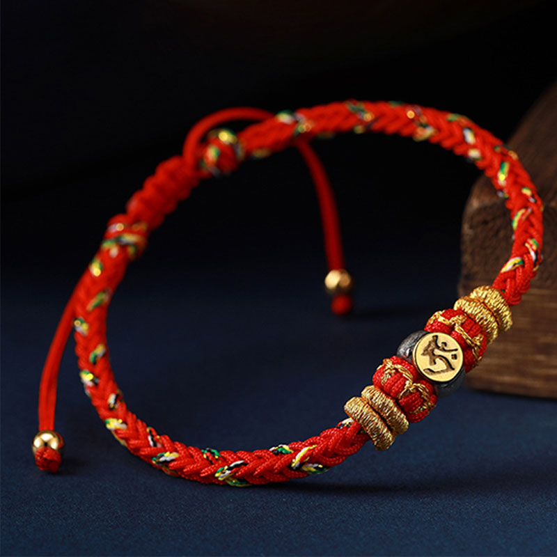 KarmaRipple's Chinese Zodiac Natal Buddha Silver Fortune Woven String Bracelet p5