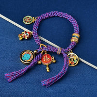 KarmaRipple's Tibetan Green Tara Zakiram Goddess of Wealth Thangka Fortune Braid String Bracelet