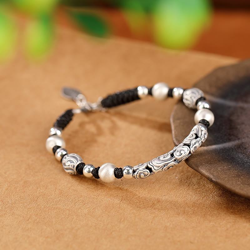 KarmaRipple's Tibet Handmade Bronze 999 Sterling Silver Auspicious Cloud Wealth String Bracelet p16