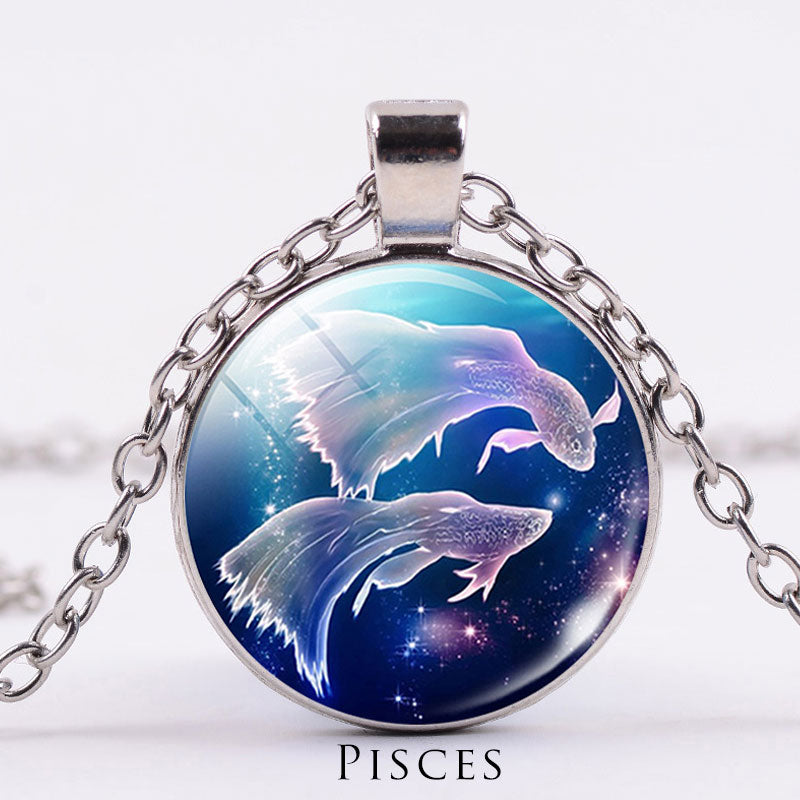 KarmaRipple's 12 Constellations of the Zodiac Moon Starry Sky Protection Blessing Pendant Necklace p58