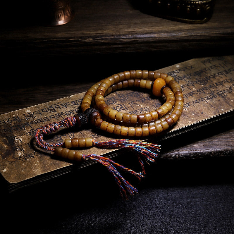 KarmaRipple's Tibet 108 Mala Beadwork Yak Bone Amber Balance Bracelet p1