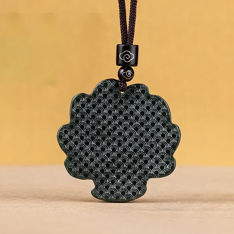 KarmaRipple's Hetian Cyan Jade Nine Tailed Fox Fortune Pendant String Necklace p11