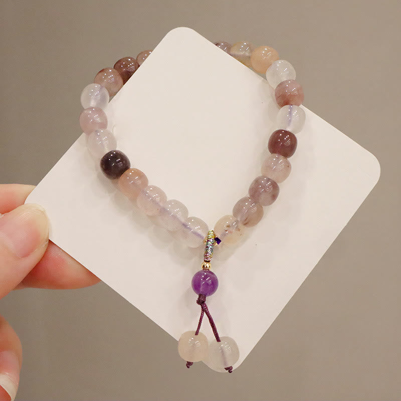 KarmaRipple's Authentic Purple Golden Silk Jade Violet Flower Bead Talisman Wealth Bracelet p8