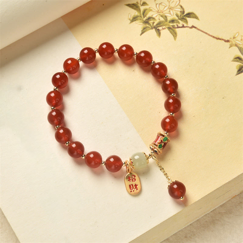 KarmaRipple's Authentic Red Agate Jade Confidence Fortune Blessing Talisman Bracelet p11