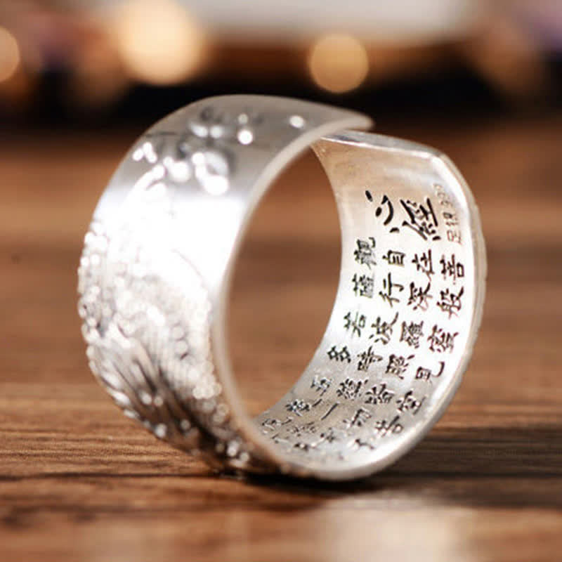 KarmaRipple's 999 Sterling Silver Dragon Carved Pattern Protection Success Ring p8