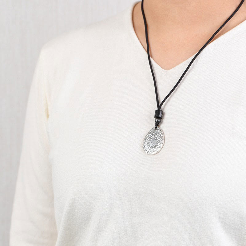KarmaRipple's Vintage 999 Sterling Silver Yin Yang Bagua Water Drop Design Balance Balance Pendant Necklace p10