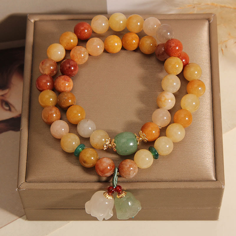 KarmaRipple's Tibet Authentic Golden Silk Jade Double Layer Bell Orchid Fortune Bracelet p7