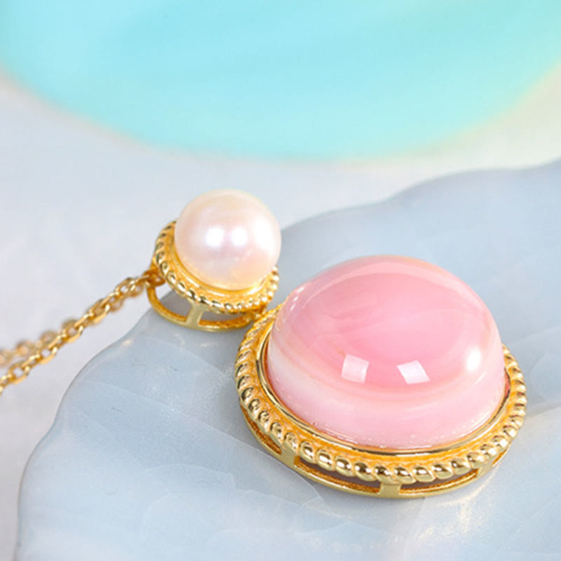 KarmaRipple's 925 Sterling Silver Queen Conch Shell Pearl Fortune Blessing Earrings Pendant Necklace Jewelry Set p6