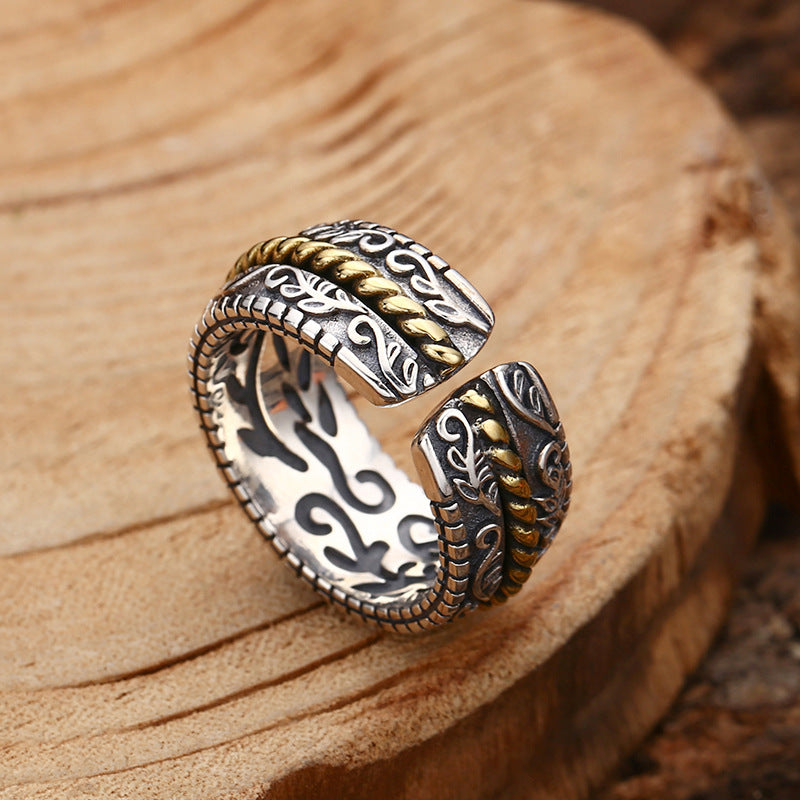 KarmaRipple's 925 Sterling Silver Tang Dynasty Flower Design Fortune Adjustable Ring p3