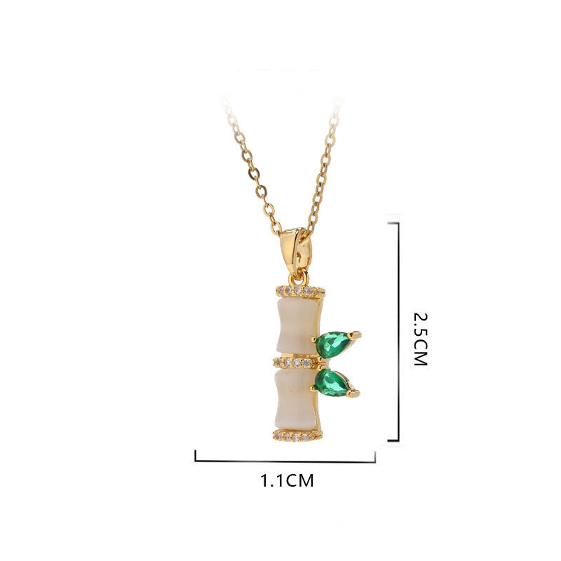 KarmaRipple's 18K Gold Plated Chalcedony Bamboo Rhinestones Balance Pendant Necklace p6