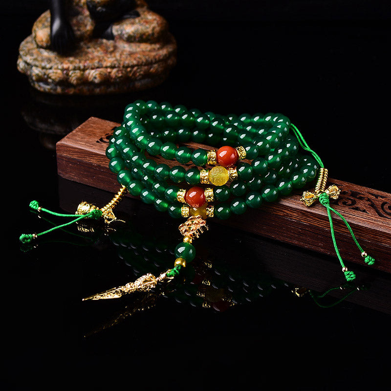 KarmaRipple's 108 Beadwork Authentic Green Agate Success Bracelet Mala p2
