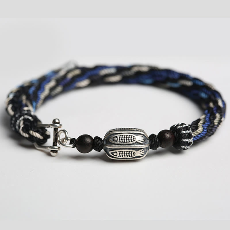 KarmaRipple's 925 Sterling Silver Koi Fish Wealth Reincarnation Weave Braid String Bracelet p6