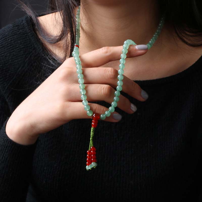 KarmaRipple's 108 Beadwork Green Aventurine Red Agate Fortune Mala Bracelet p5