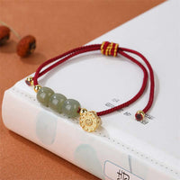 KarmaRipple's Handmade Hetian Jade Bead Lotus Pod Prosperity Fortune Woven Bracelet