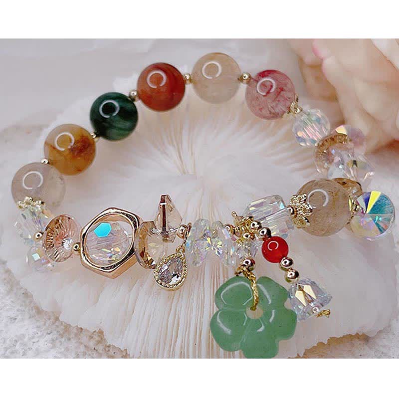 KarmaRipple's Colorful Gemstone Green Aventurine Flower Bead Fortune Bracelet p8