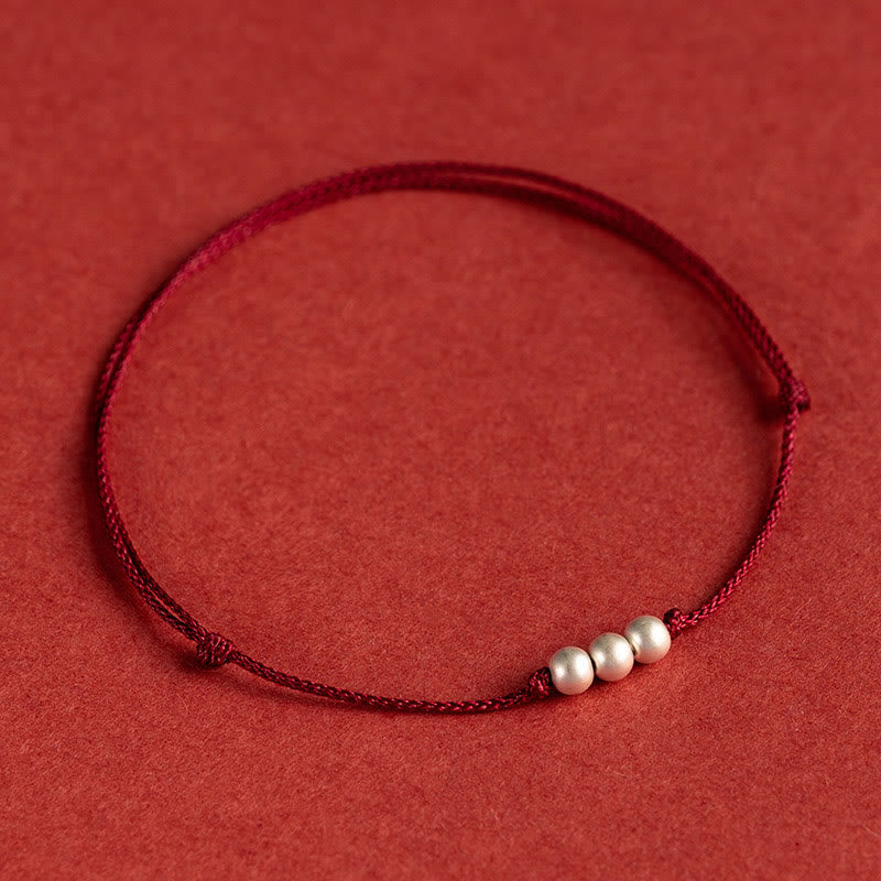 KarmaRipple's 925 Sterling Silver Three Beadwork Protection String Bracelet Anklet p19