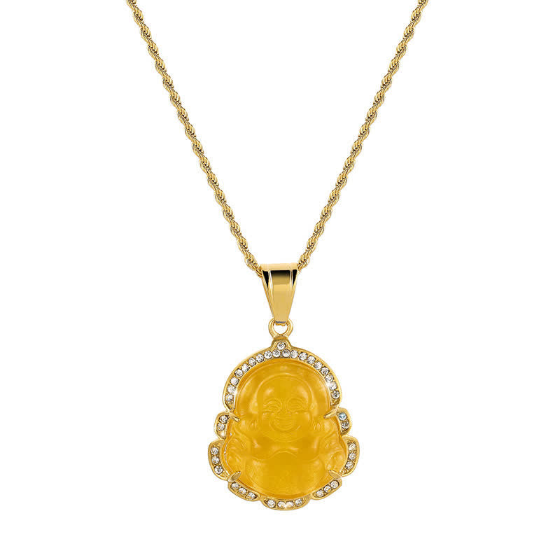 KarmaRipple's 18K Gold Filled Laughing Buddha Jade Fortune Pendant Chain Necklace p29