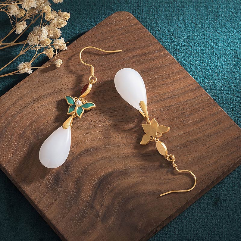 KarmaRipple's FengShui Ivory Jade Fortune Drop Earrings p10