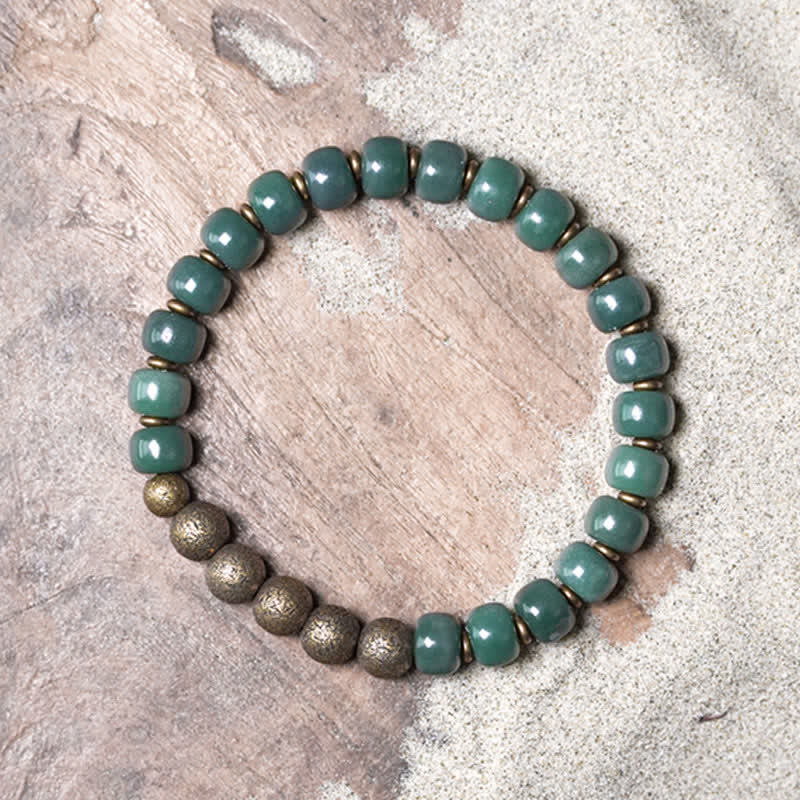 KarmaRipple's Tibetan Cyan Bodhi Seed Bronze Success Bracelet p5