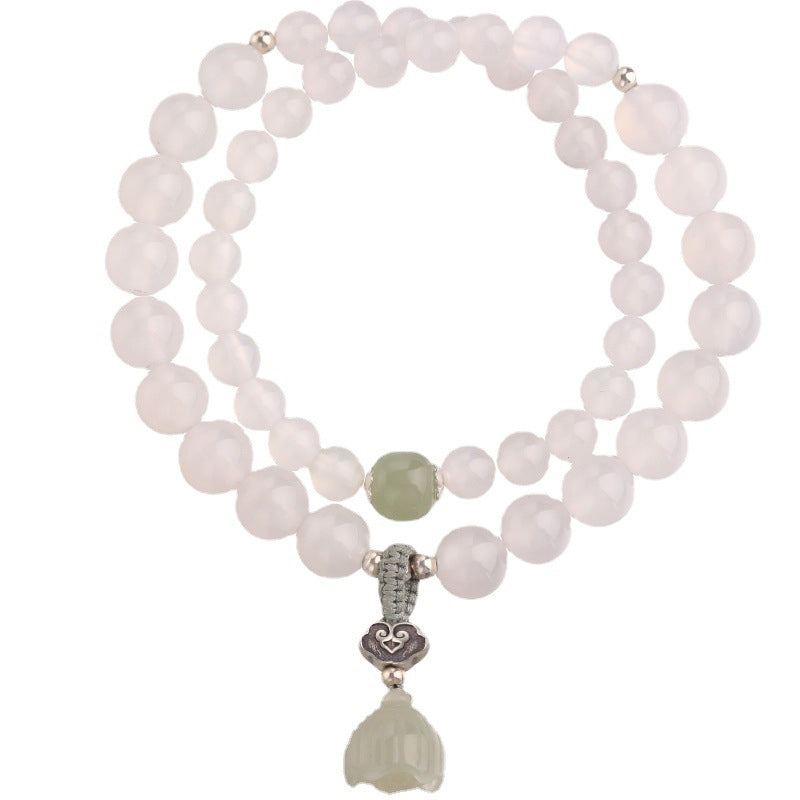 KarmaRipple's Ivory Agate Jade Lotus Protection Bracelet p10
