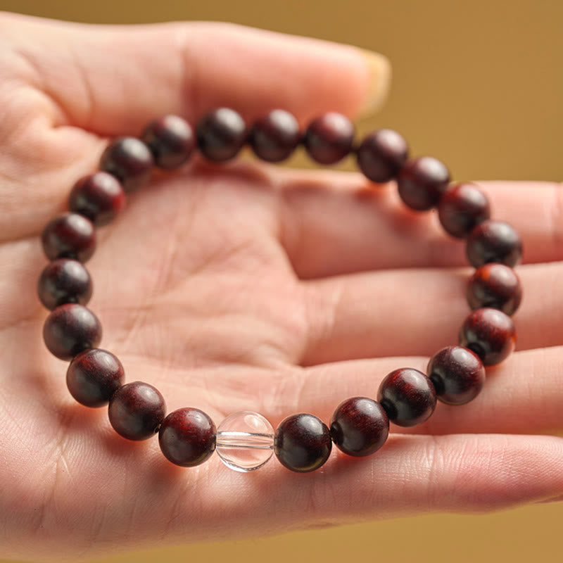 KarmaRipple's Small Leaf Red Sandalwood Ivory Gemstone Protection Bracelet p8