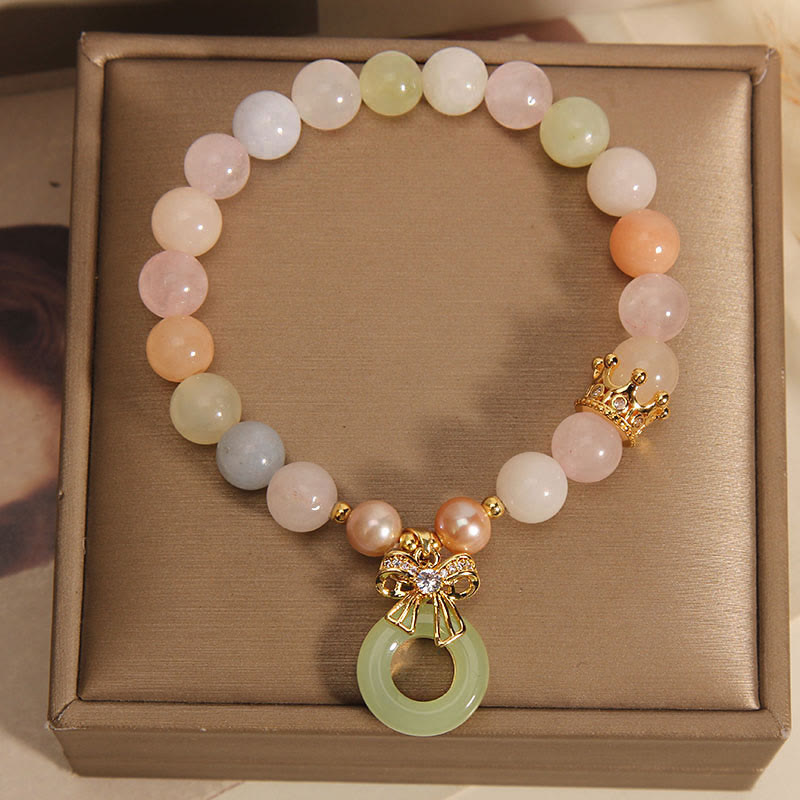 KarmaRipple's Morganite Peace Buckle Jade Confidence Bracelet p5