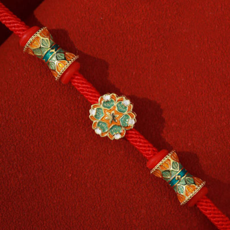 KarmaRipple's Dunhuang 925 Sterling Silver Lotus Drum New Beginning Red Rope Bracelet p6
