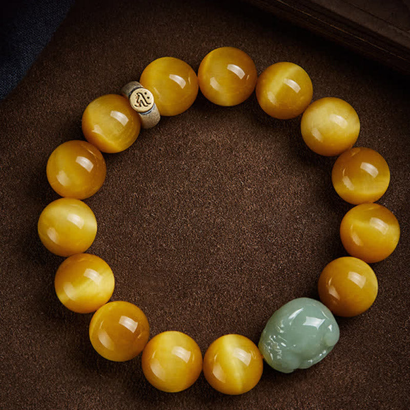 KarmaRipple's Chinese Zodiac Natal Buddha Tiger Eye Pixiu Jade Protection Bracelet p14