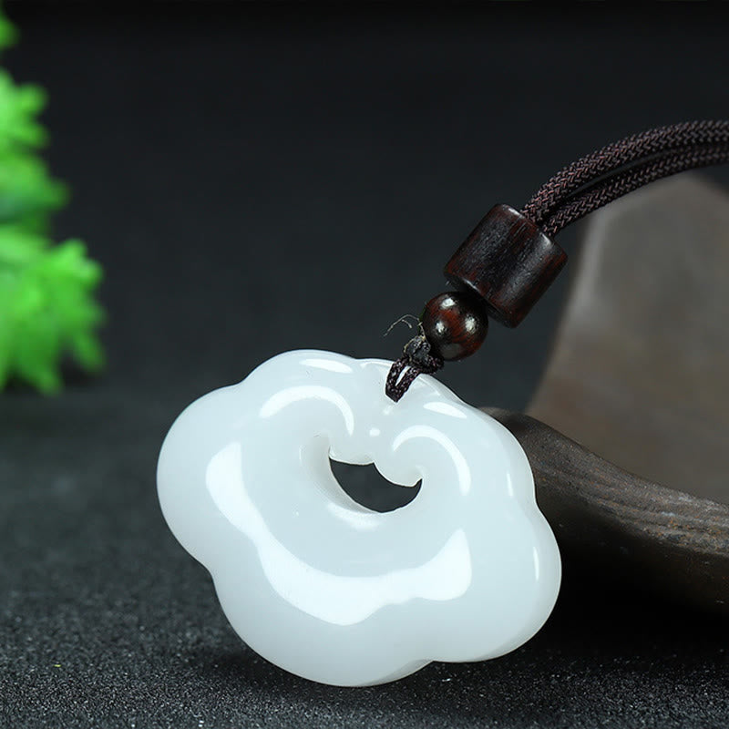 KarmaRipple's Tianshan Jade Golden Silk Jade Chinese Lock Talisman Abundance Pendant Necklace p11
