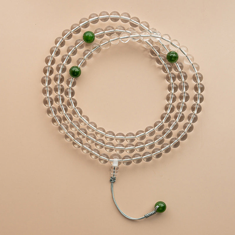 KarmaRipple's 108 Beadwork Ivory Gemstone Jade Meditation Bracelet Mala p6