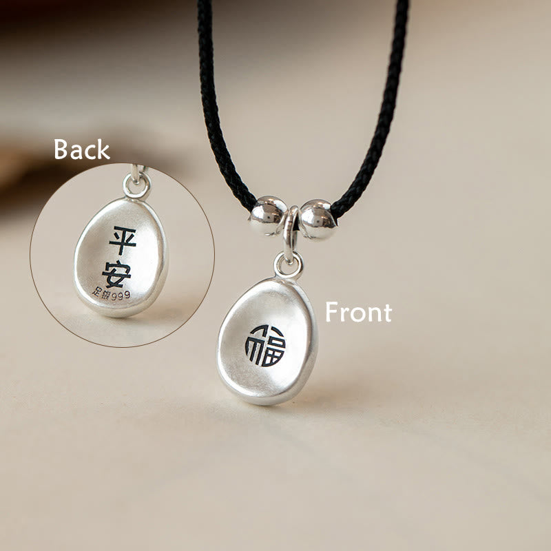 KarmaRipple's 999 Sterling Silver Peace And Joy Fu Character Fortune Fortune 925 Sterling Silver Chain Pendant Necklace p3