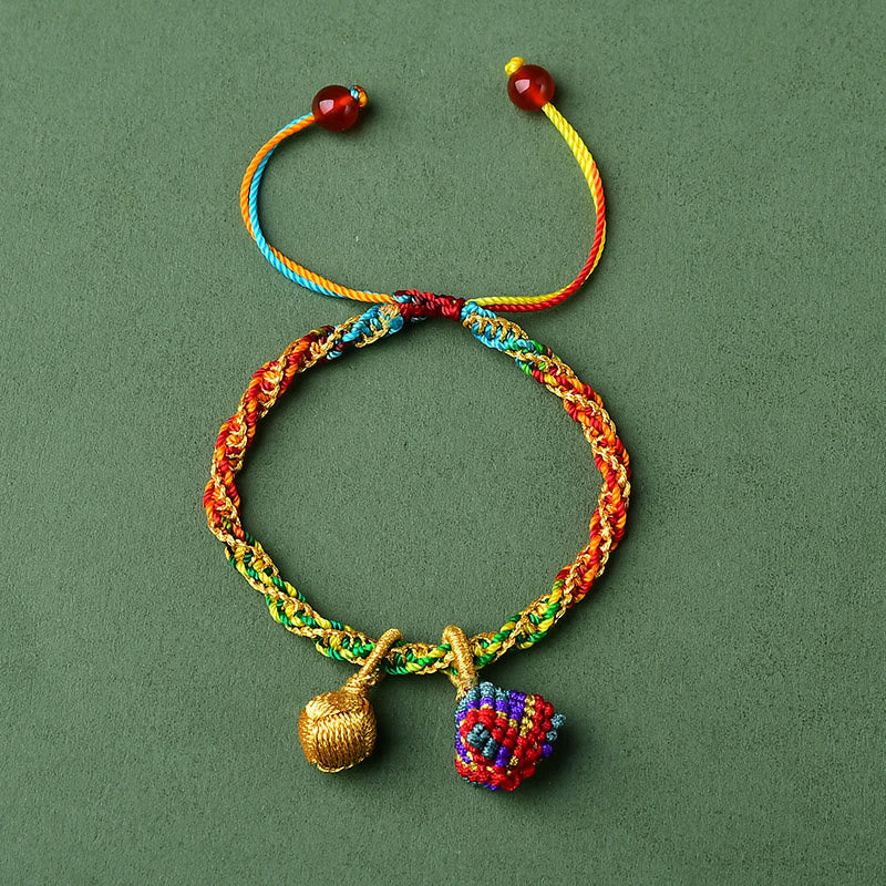 KarmaRipple's Colorful Rope Fortune Handmade Zongzi Golden Ball Talisman Bracelet p37
