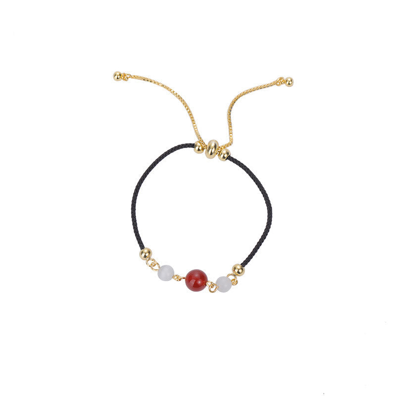 KarmaRipple's Red Agate Cat Eye Woven String Confidence Bracelet p8