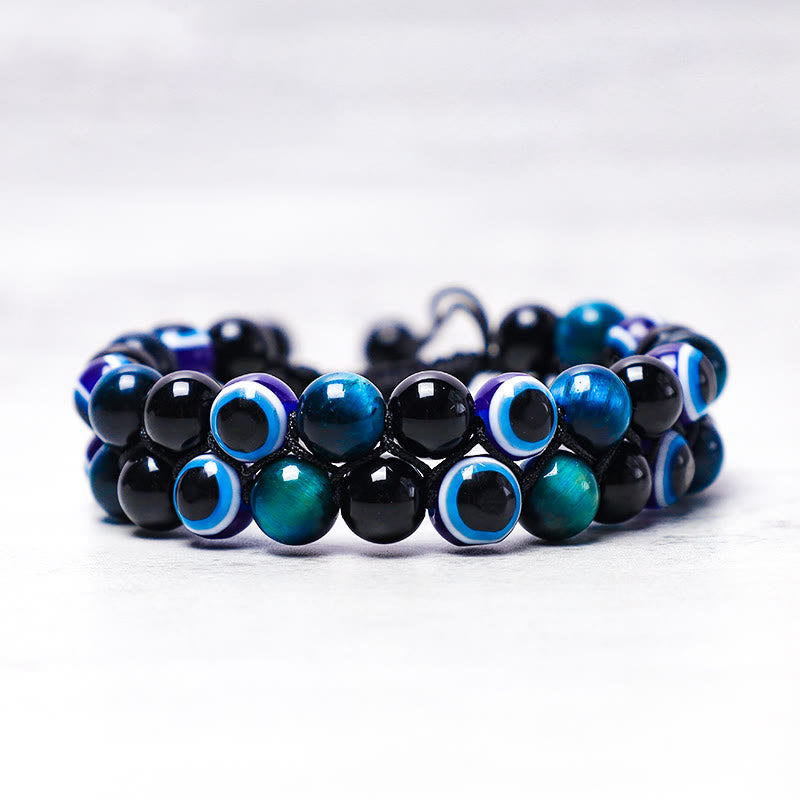 KarmaRipple's Evil Eye Hematite Tiger Eye Protection Beaded Bracelet p5