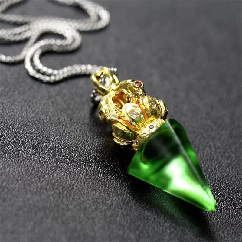 KarmaRipple's Tibetan Dorje Vajra 4 Prong Lotus Liuli Gemstone Strength Pendant Necklace p11