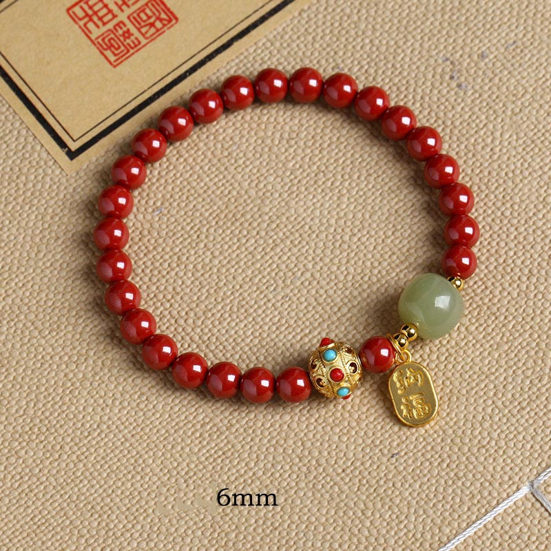 KarmaRipple's Cinnabar Green Aventurine Fortune Protection Talisman Bracelet p24