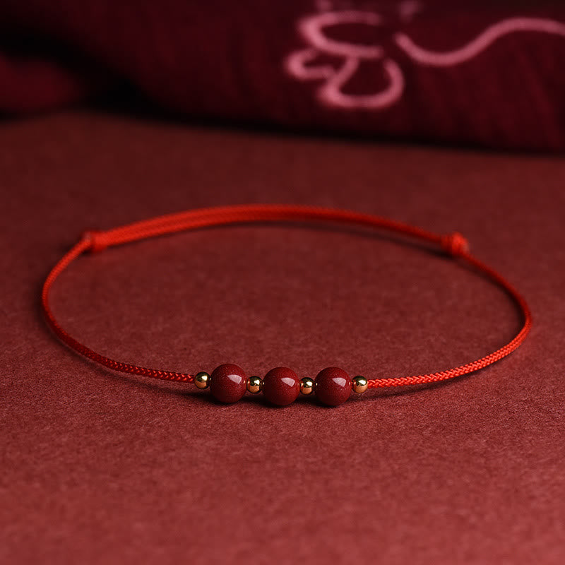 KarmaRipple's Authentic Fortunate Cinnabar Bead Blessing String Bracelet Anklet p40