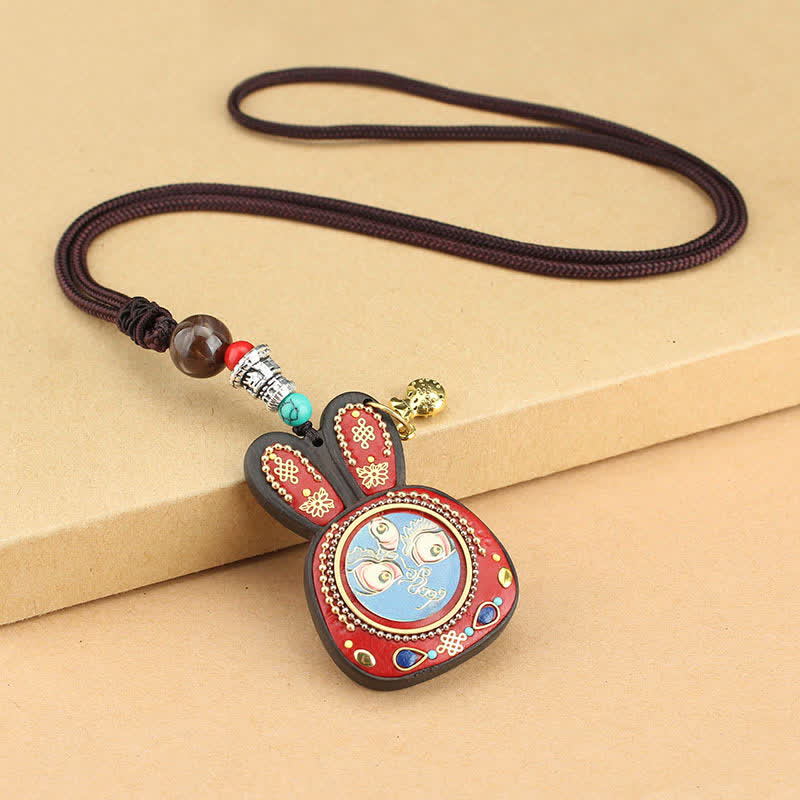 KarmaRipple's Tibet Ebony Five God of Wealth Thangka Pendant Necklace p3