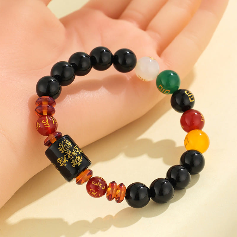 KarmaRipple's Five Elements Black Onyx Red Agate Wisdom Wealth Bracelet p13
