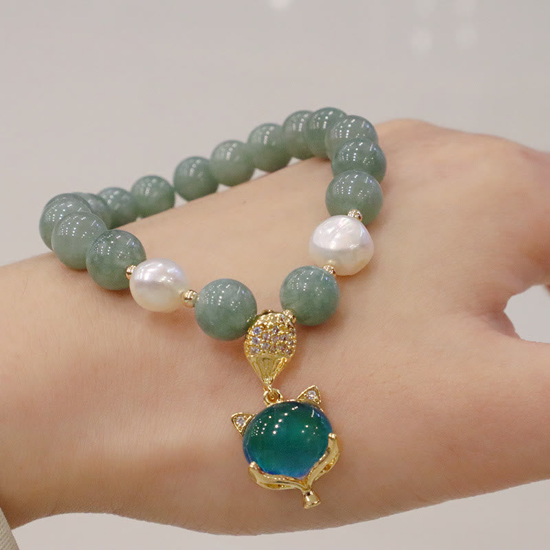 KarmaRipple's Jade Pearl Color-Changing Fox Talisman Fortune Bracelet p2