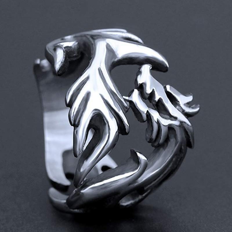 KarmaRipple's Dragon Pattern Protection Strength Adjustable Ring p16