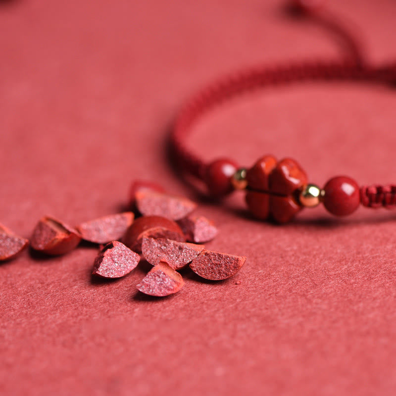 KarmaRipple's Four Leaf Clover Five-petal Flower Cinnabar Blessing Red String Bracelet p8