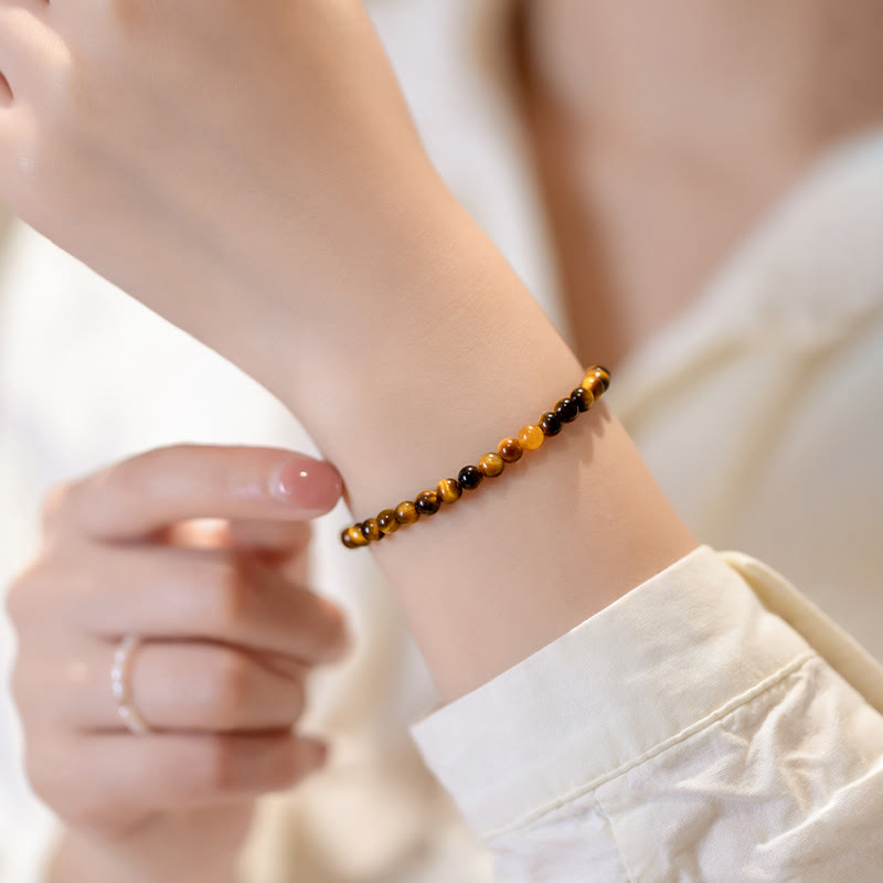 KarmaRipple's 14K Gold Plated Authentic Tiger Eye Stone Courage Protection Bracelet p8