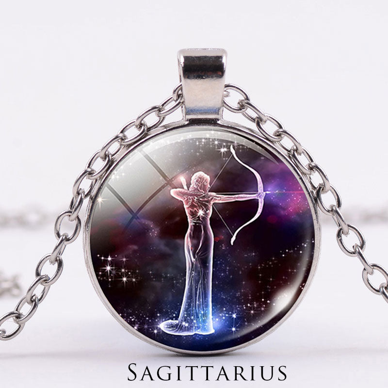 KarmaRipple's 12 Constellations of the Zodiac Moon Starry Sky Protection Blessing Pendant Necklace p53