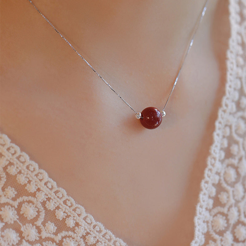 KarmaRipple's 925 Sterling Silver Cinnabar Bead Calm Blessing Pendant Necklace p9