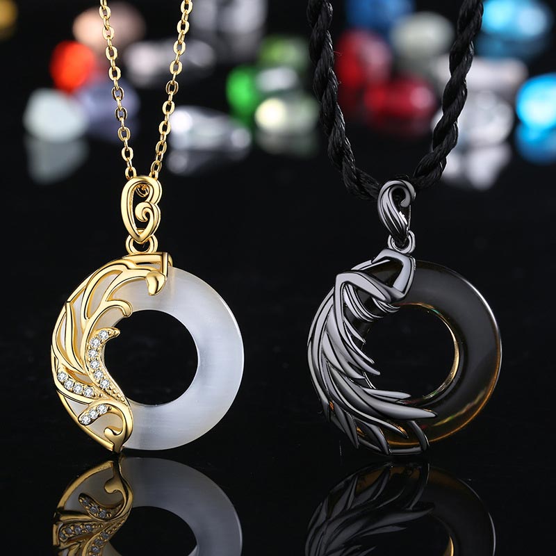 KarmaRipple's Obsidian Chalcedony Meditation Round Necklace Pendant p5