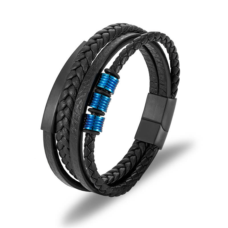 KarmaRipple's Leather Multi-Layer Titanium Steel Balance Woven Magnetic Buckle Bracelet p4