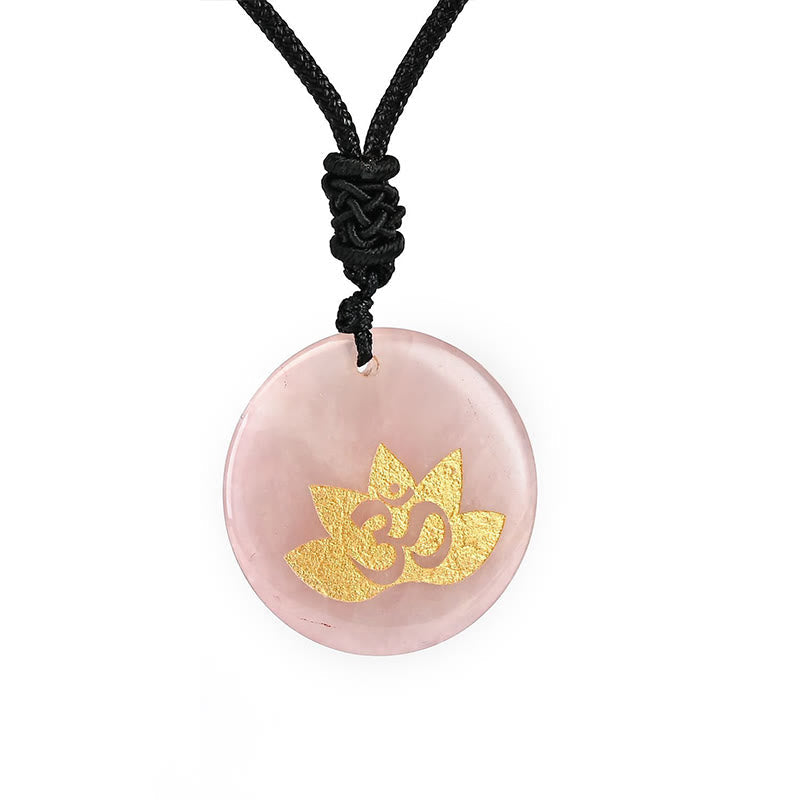 KarmaRipple's OM Lotus Symbol Various Gemstone Amethyst Tiger Eye Balancing Pendant Necklace p5